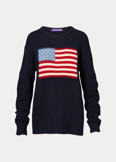 Sueter Ralph Lauren Mujer Azules Oscuro / Multicolor - Flag Cashmere Crewneck - GLEKZ5863